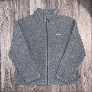 dark grey eddie bauer fleece polartec full zipup jacket (men’s xl)